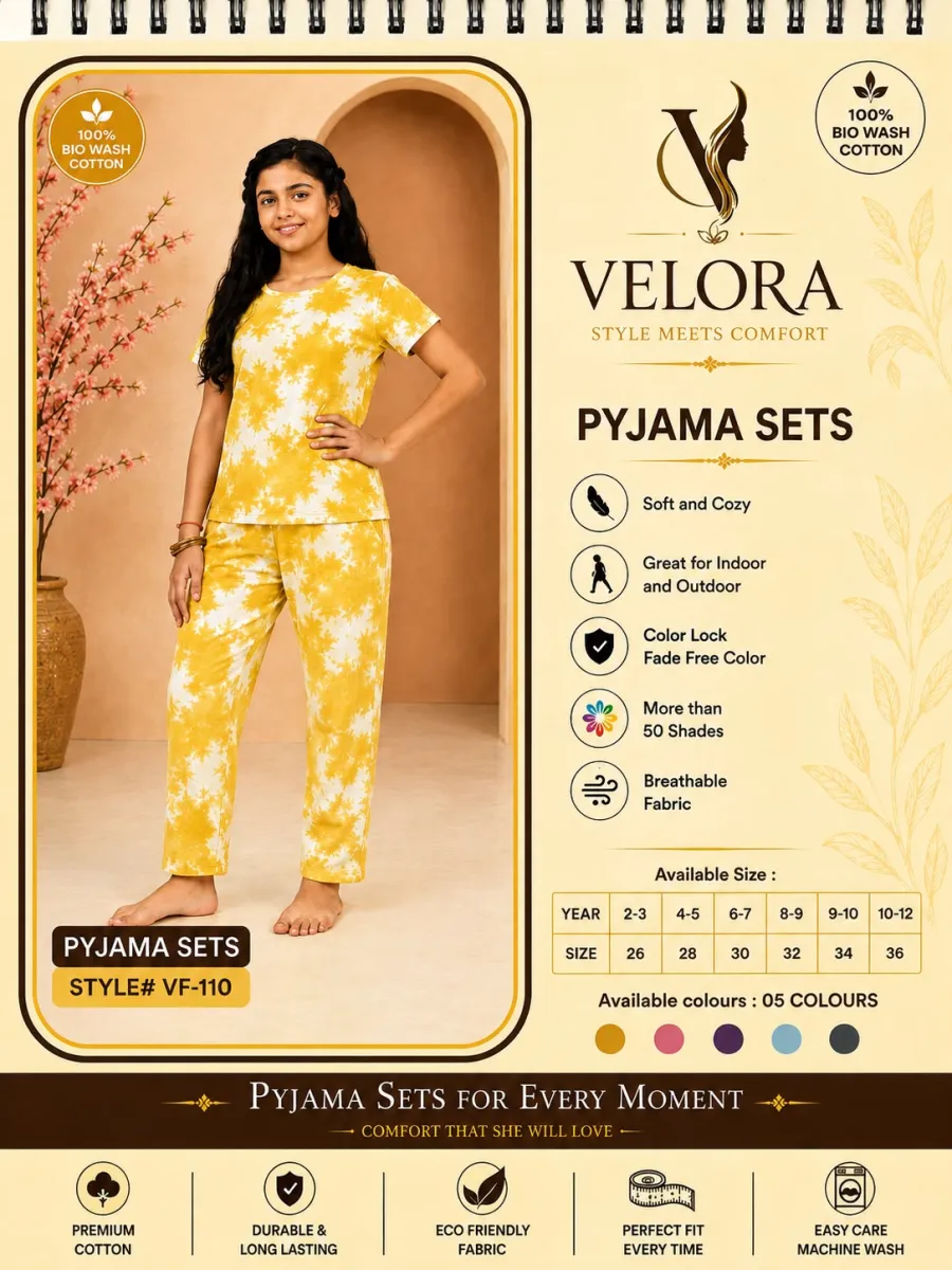 PREMIUM GIRLS PYJAMA SET OF TIE AND DYE Thumbnail