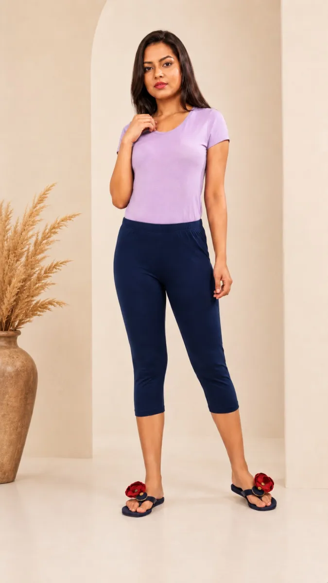 PREMIUM BIO WASH COTTON CAPRI LEGGINGS Thumbnail