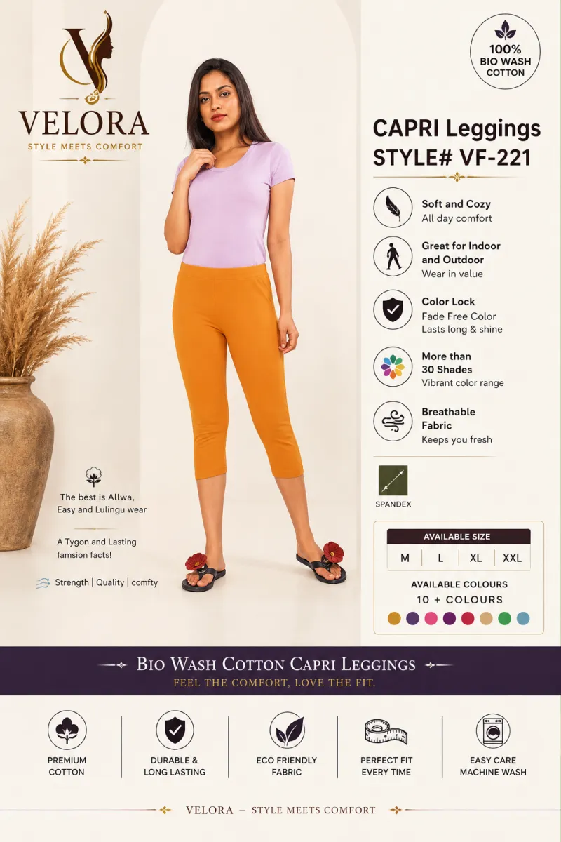 PREMIUM BIO WASH COTTON CAPRI LEGGINGS