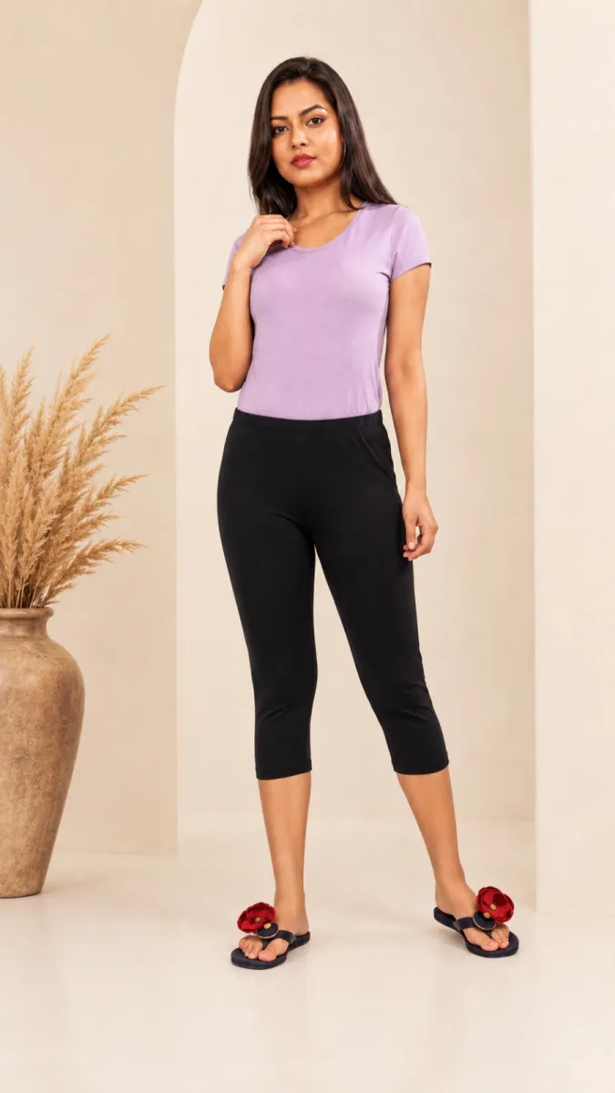 PREMIUM BIO WASH COTTON CAPRI LEGGINGS Thumbnail